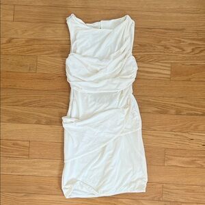 NWT Meshki Ivory Henley Slinky Drape Mini Dress